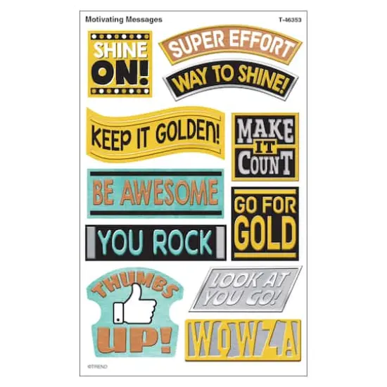 Trend Enterprises&reg; I Heart Metal Motivating Messages superShapes Stickers, 6 Packs of 88 {1}