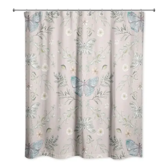 Butterfly Pattern Shower Curtain Blush {1}