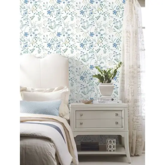 RoomMates Meadow Mix Peel & Stick Wallpaper White/Blue {7}