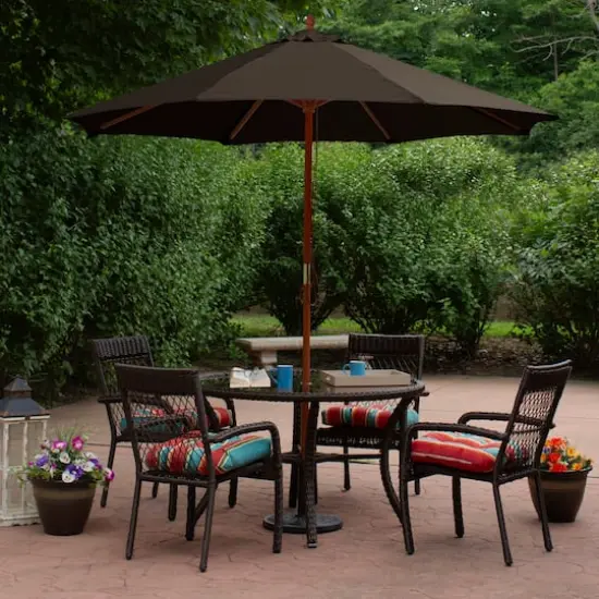 8.5ft. Outdoor Patio Market Umbrella with Wooden Pole Brown {3}