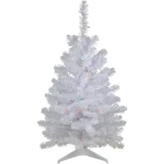 3ft. Pre-Lit Snow White Artificial Christmas Tree, Multicolor LED Lights {1}