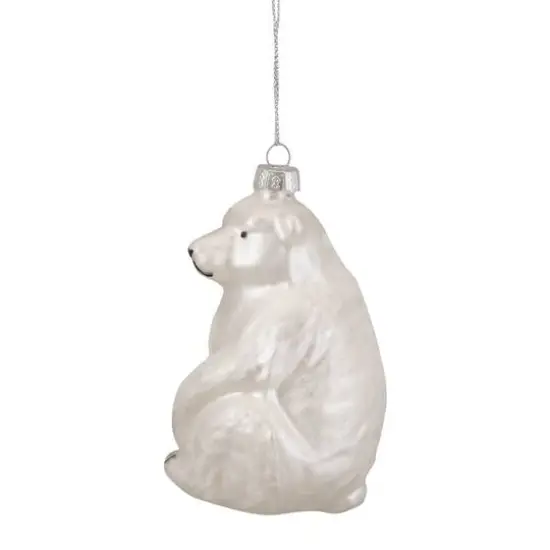 Glittered White Glass Polar Bear Ornament {4}