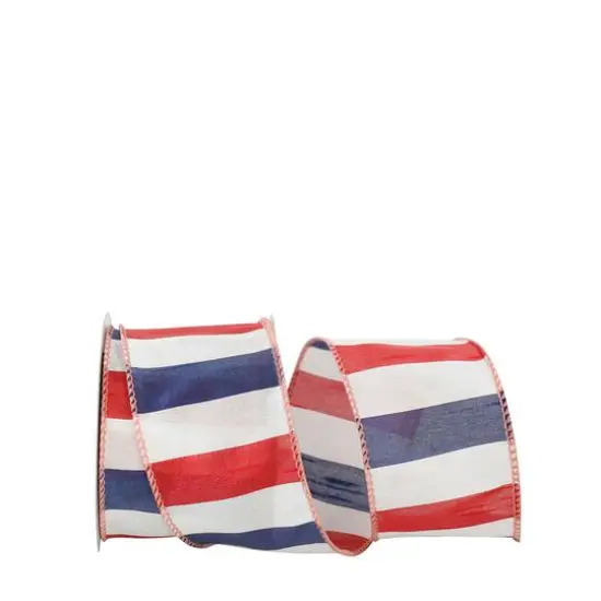JAM Paper 2.5" x 10yd. Red, White & Blue American Dupioni Wired Ribbon {1}