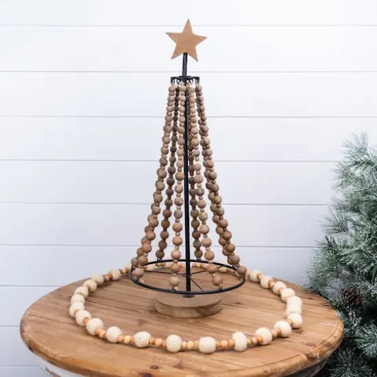 25" Beaded Wood Holiday Tree {3}
