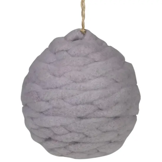 3.25" Light Gray Knit Shatterproof Ball Ornament {1}