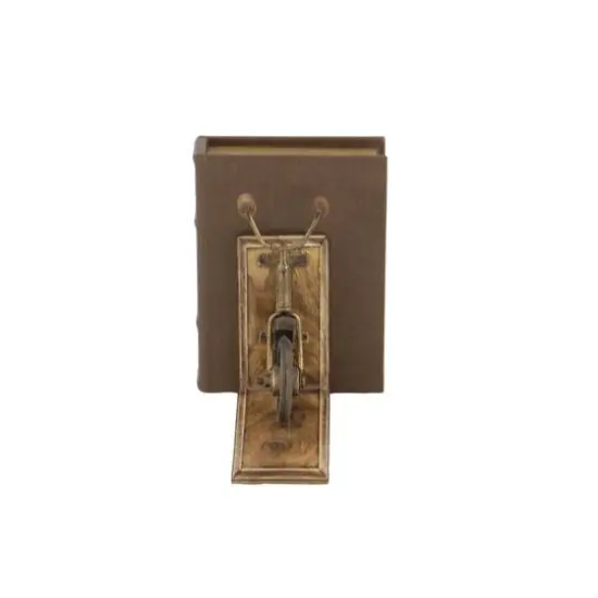 9" Brass & Wood Vintage Bicycle Bookends {9}