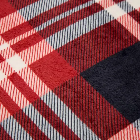 Glitzhome&reg; Polar Fleece Red & Blue Plaid Reversible Duvet Cover {7}