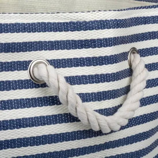 DII&reg; 20" Pinstripe Woven Paper Storage Bin Nautical Blue {7}