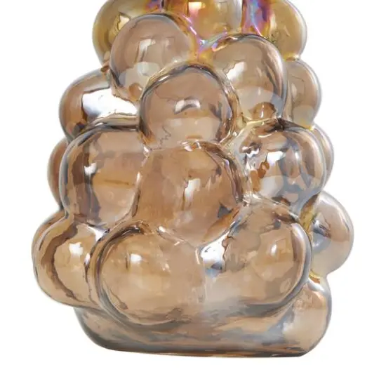 12" Iridescent Brown Abstract Handmade Bubble Glass Vase {8}