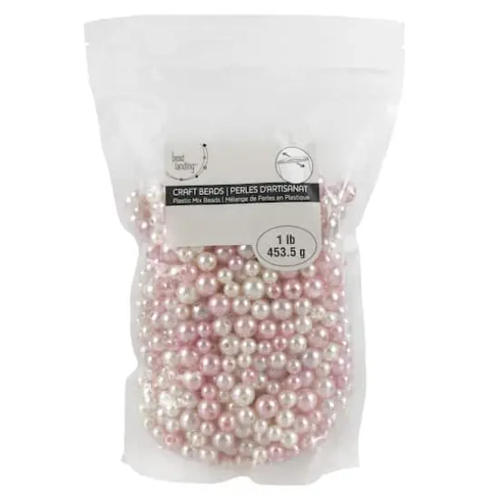 Ivory & Pink Plastic Pearl Round Beads by Bead Landing&trade; {3}