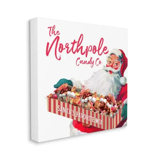 Stupell Industries Vintage Northpole Candy Santa Claus Canvas Wall Art {4}