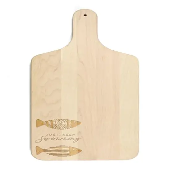 17" Just Keep Swimming Maple Wood Paddle Cutting Board {1}