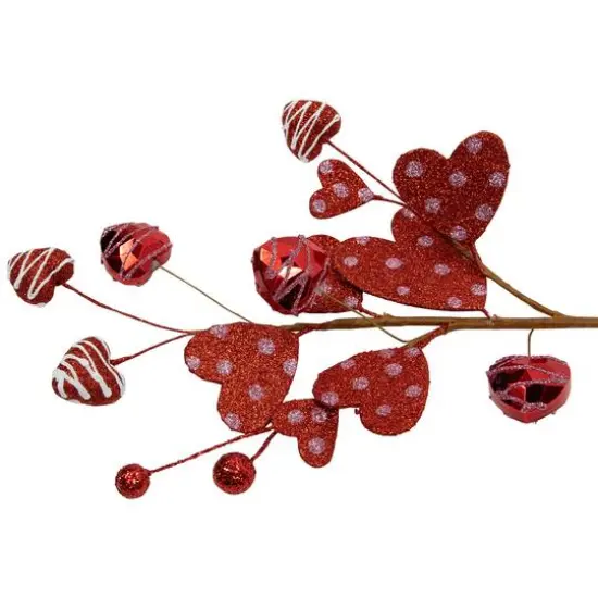 18" Red Shimmering Glitter Valentine's Day Heart Spray {7}