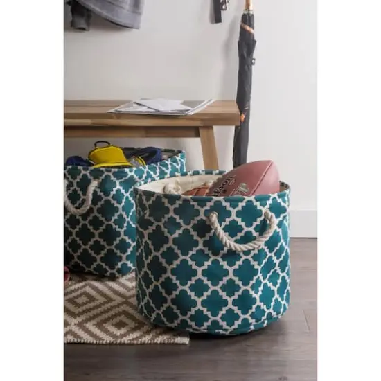 DII&reg; Large Round Polyester Lattice Bin Teal {7}