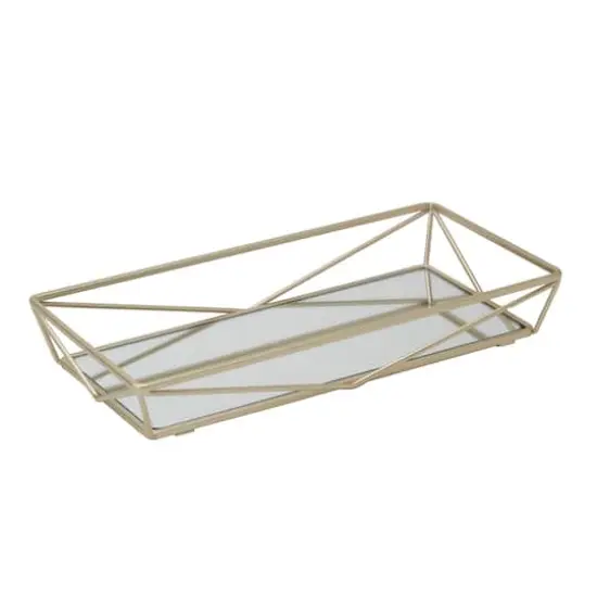 Home Details Gold Geometric Mirrored Vanity Tray {1}