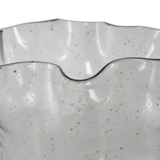 Black Glass Vase Set with Wavy Opening & Gold Speckles {6}