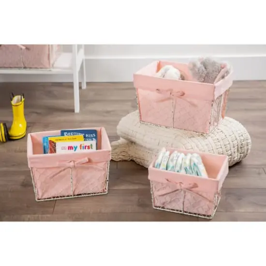 DII&reg; Blush Pink Lined Chicken Wire Basket Set {6}