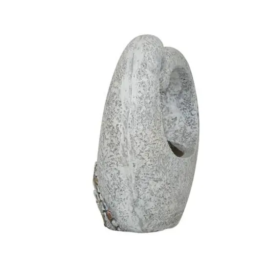 Gray Fiberglass Planter with Stone Mosaic Design {3}