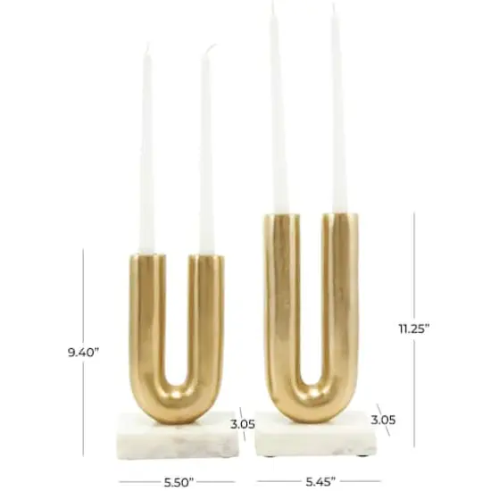 Gold Aluminum U-Shaped Candle Holder Set {7}