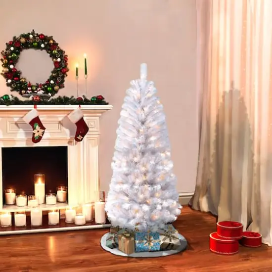 4.5ft. Pre-Lit White Northern Fir Artificial Christmas Tree, Clear Lights {4}