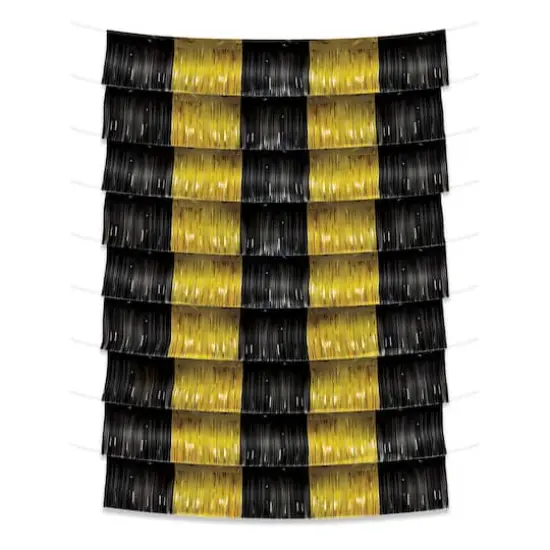 Beistle Black and Gold Metallic Fringe Garland Backdrop {1}