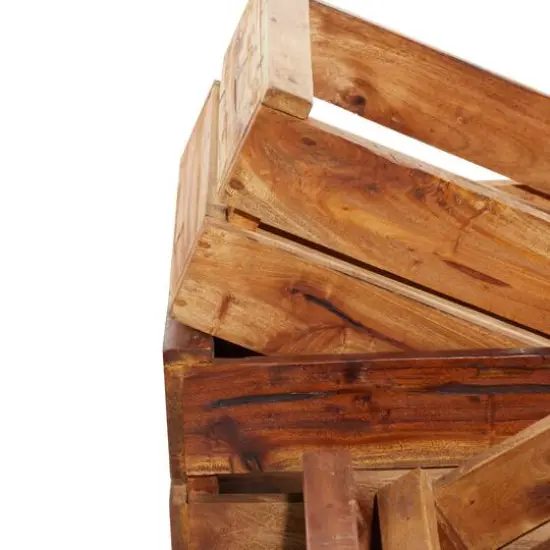 Set of 4 Brown Mahogany Farmhouse Storage Basket, 22" x 15" x 9" {7}