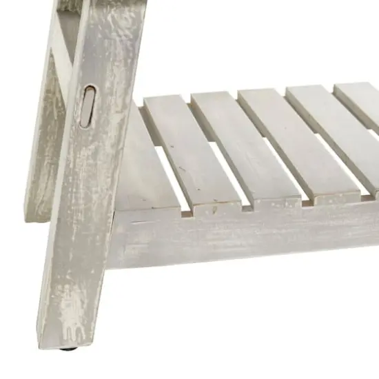 42" Black Wood Bench With Lower Shelf {5}