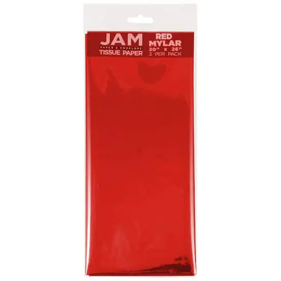 JAM Paper Mylar 20" x 26" Tissue Paper, 3ct. Red Mylar {1}