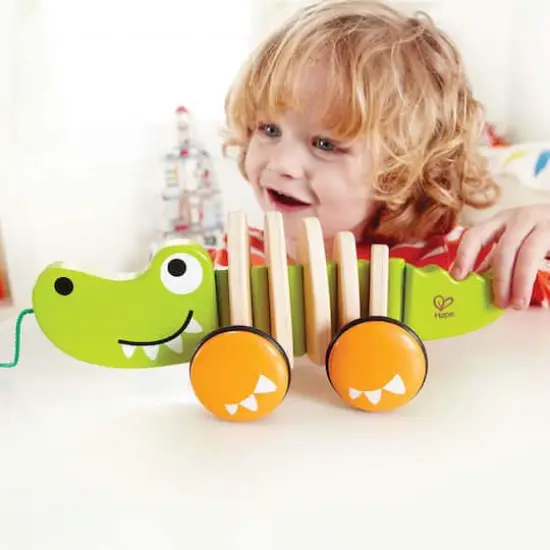 Hape Walk-A-Long Croc Wooden Toddler Pull Toy {5}