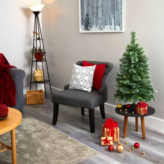 3ft. Pre-Lit Wisconsin Slim Snow Tip Pine Artificial Christmas Tree with Clear LED Lights {8}