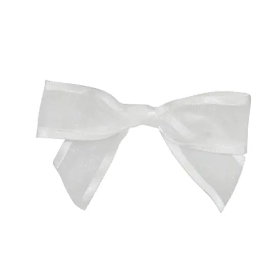 JAM Paper 7/8" Sheer Satin Edge Twist Tie Bows, 100ct. White {1}