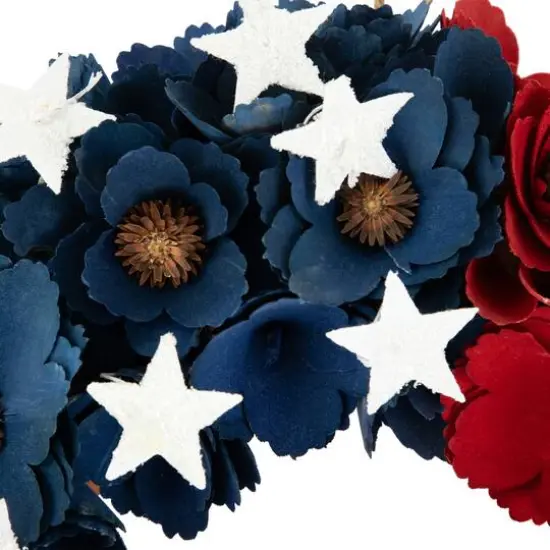 15" Americana Floral Flag Wooden Wreath {7}