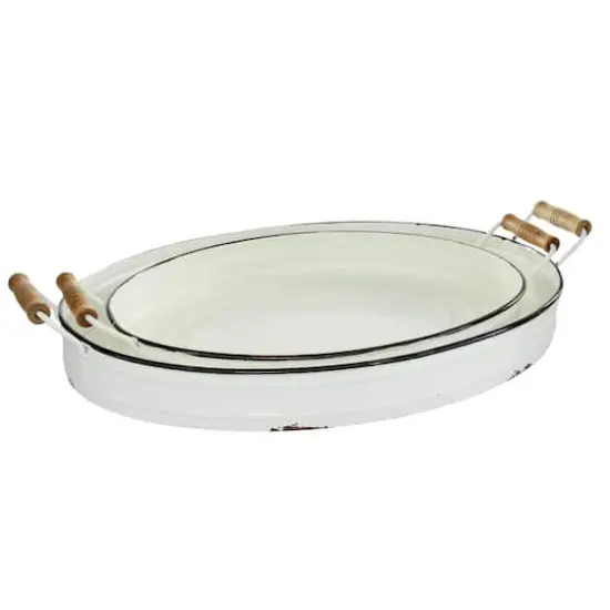White Metal Farmhouse Tray Set {3}
