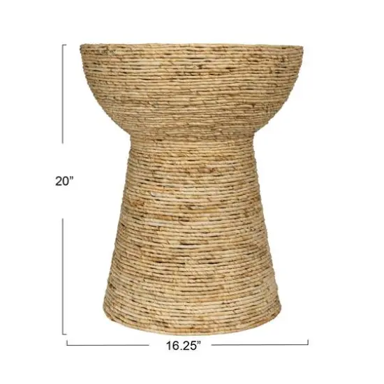 Hello Honey&reg; 20" Natural Coiled Corn Rope Round Accent Table {4}
