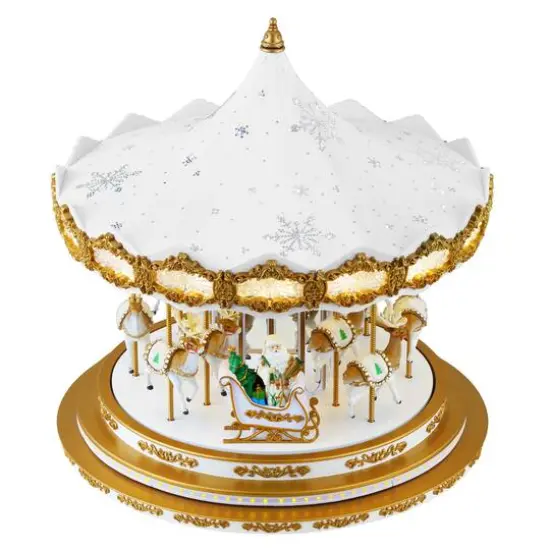 90th Anniversary Collection 17" White Animated & Musical LED Crystal Carousel Accent {6}