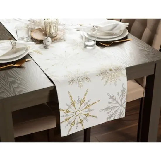 DII&reg; 108" Snowflake Sparkle Printed Table Runner {4}