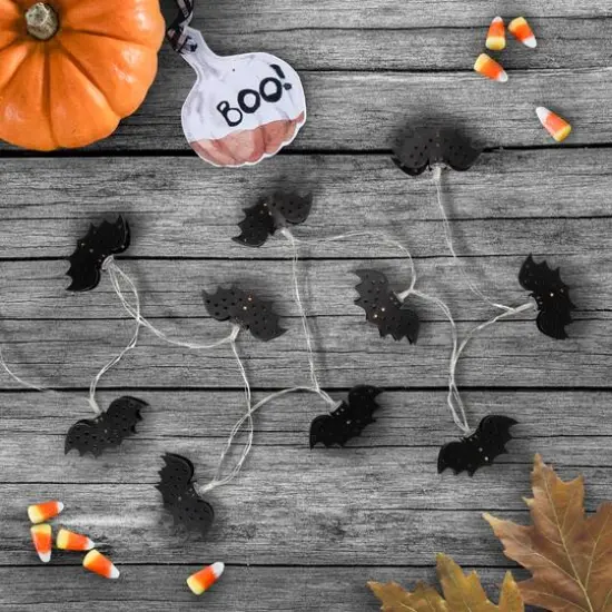 10ct. Warm White LED Halloween Bat Fairy Lights {3}