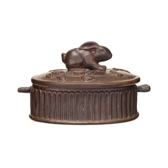 Hello Honey&reg; Matte Brown Stoneware Baker with Rabbit Design {3}