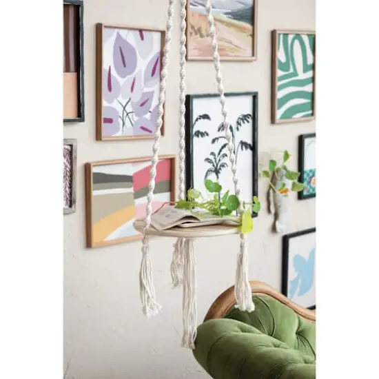 Hello Honey&reg; 5ft. Cotton Macrame Plant Hanger with Wood Base {4}