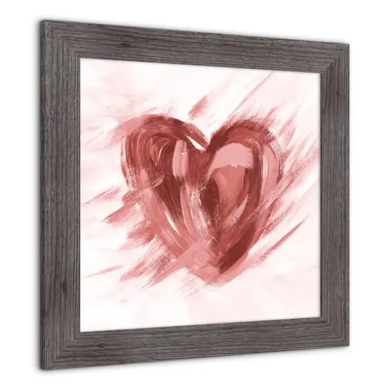 Abstract Painted Heart 16" x 16" Western Gray Framed Print {3}