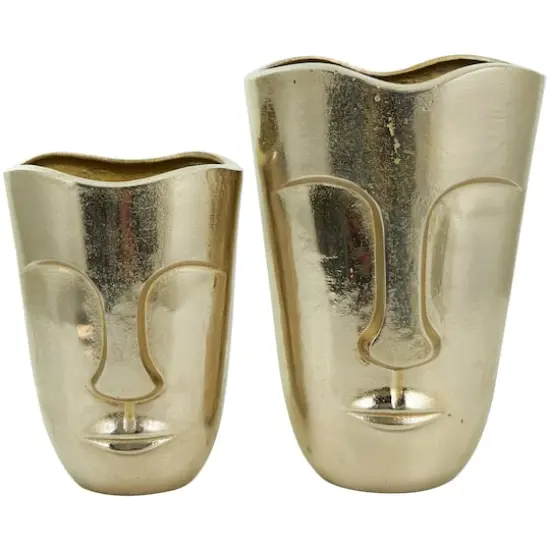 Gold Glam Aluminum Face Vase Set {8}