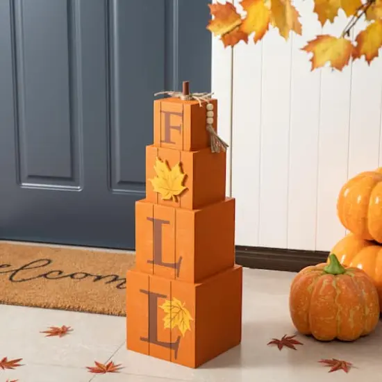 Glitzhome&reg; 25.5" Double-Sided Wood Fall & Halloween Porch D&eacute;cor {4}