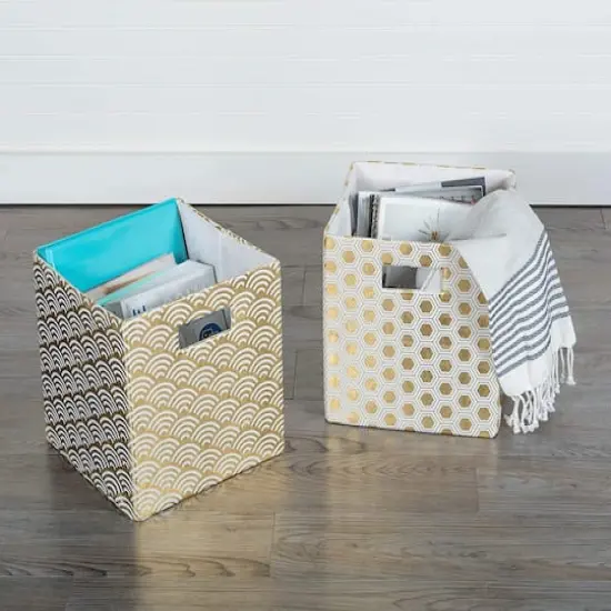 DII&reg; 11" Polyester Honeycomb Storage Cube Gold {5}