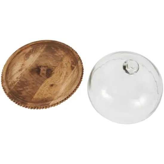 11" Brown Wood Cake Stand {4}