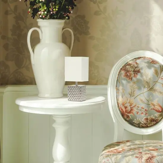 Simple Designs 12" Petite Hammered Chrome Square Table Lamp {6}