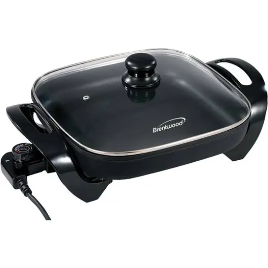 Brentwood 12" Black Nonstick Electric Skillet with Glass Lid {5}