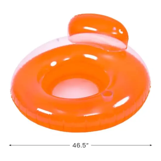 Pool Central 4ft. Orange Inflatable Inner Tube Pool Float with Backrest {4}