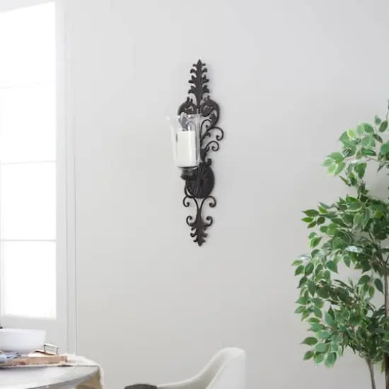 31" Gold Glass Rustic Candle Wall Sconce {11}