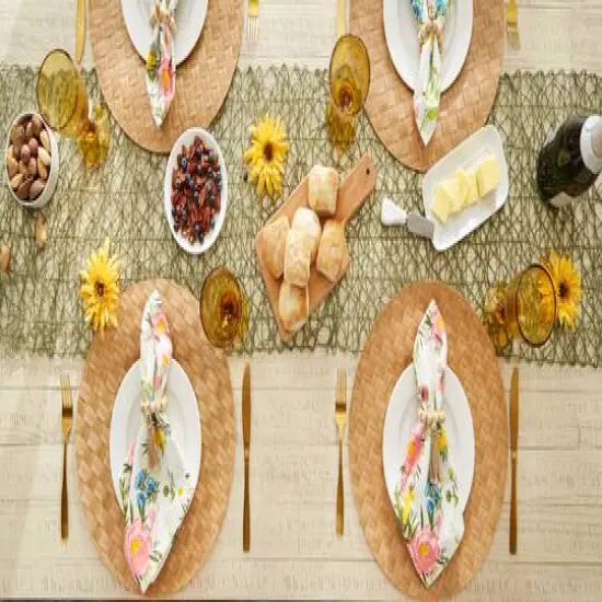 DII&reg; Reversible Round Basket Weave Woven Placemats, 4ct. Natural {8}