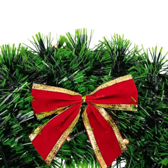 17" Pre-Lit LED Green Tinsel Artificial Wreath With Bow {10}